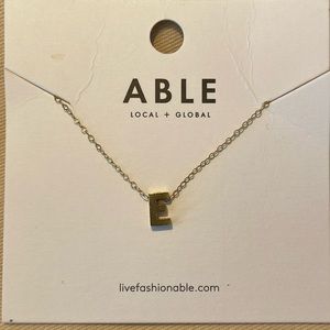 Able Initial Necklace Letter “E” Gold Filled 18” Chain